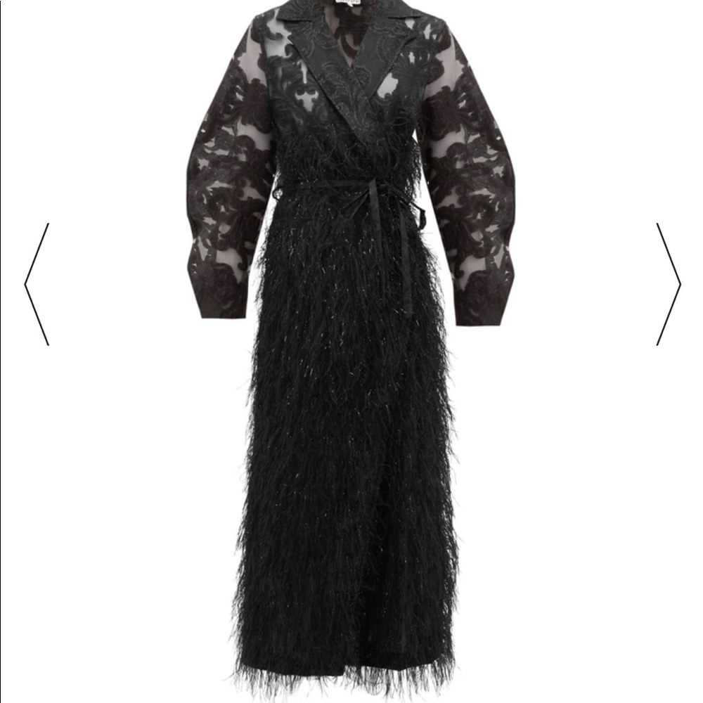 GANNI Feathered-Skirt Brocade-Organza CoatDress - Picture 3 of 9